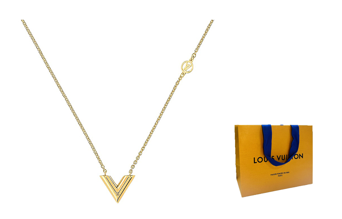Sizing (W) 路易威登金色雕刻LV標誌黃銅項鍊 M00857