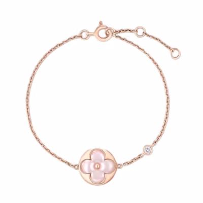 (Women) Louis Vuitton Engraved LV Logo Rose Gold Bracelet for Women QA5116