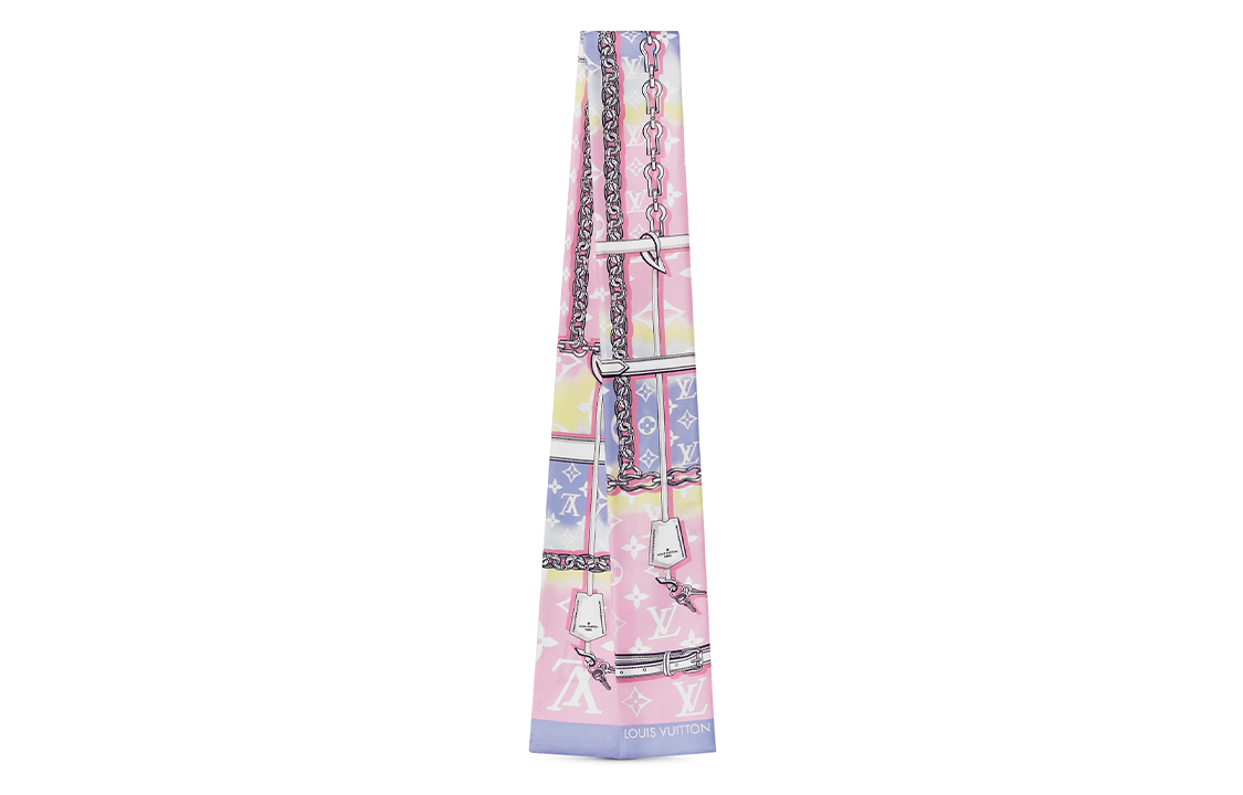 (Women) Louis Vuitton Escale Confidential Pink Silk Twilly Scarf for Women M76186 圖 2