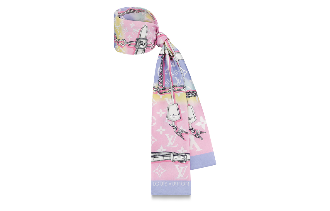 (Women) Louis Vuitton Escale Confidential Pink Silk Twilly Scarf for Women M76186 圖 3