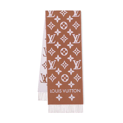 (Women) Louis Vuitton Essential Brown Tassel Trim Knit Scarf for Women. M78935