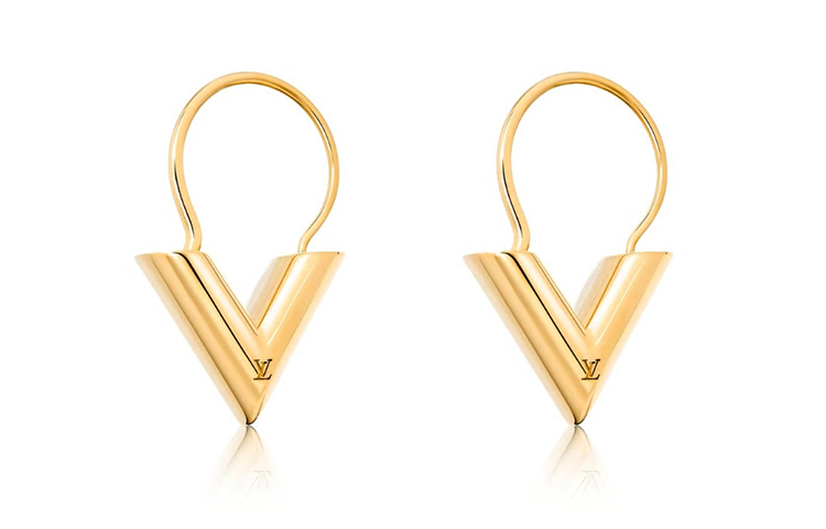 (Women) Louis Vuitton Essential V Gold Earrings for Women M61088