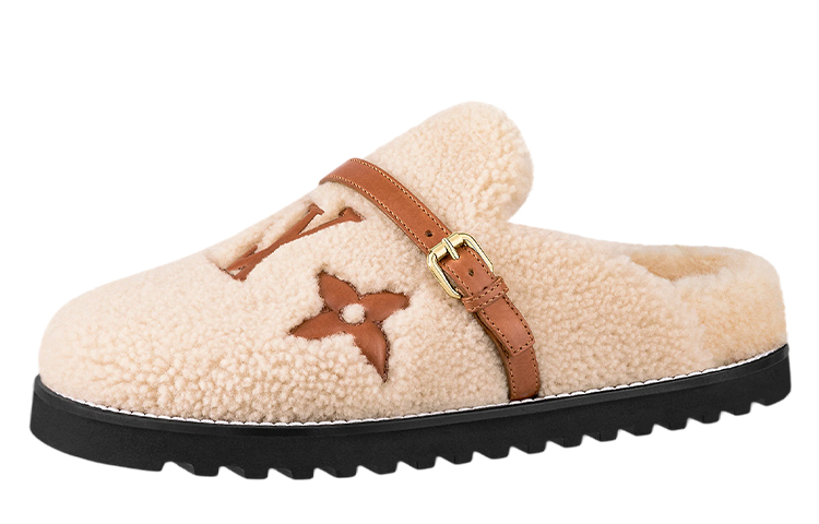 Buy (W) 路易威登时尚平底拖鞋 '浅卡其色' 1AA1HT