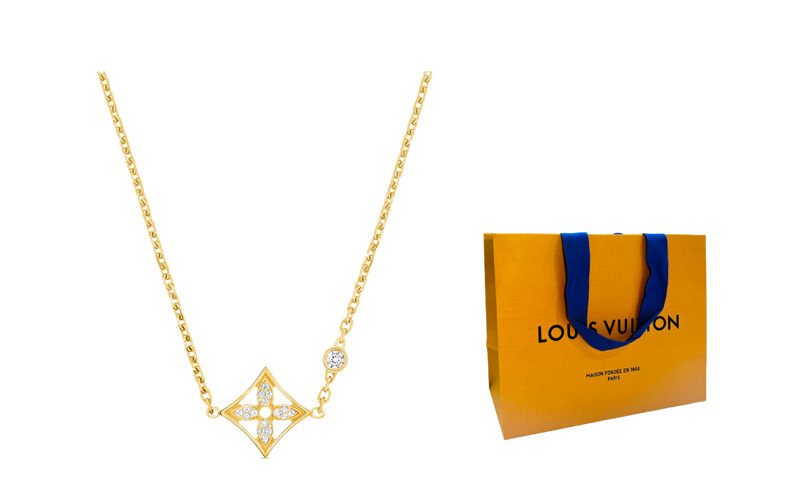 Shop (Women) LOUIS VUITTON Fashion Logo 18K Gold Diamond Necklace for Women - Gold Q93870