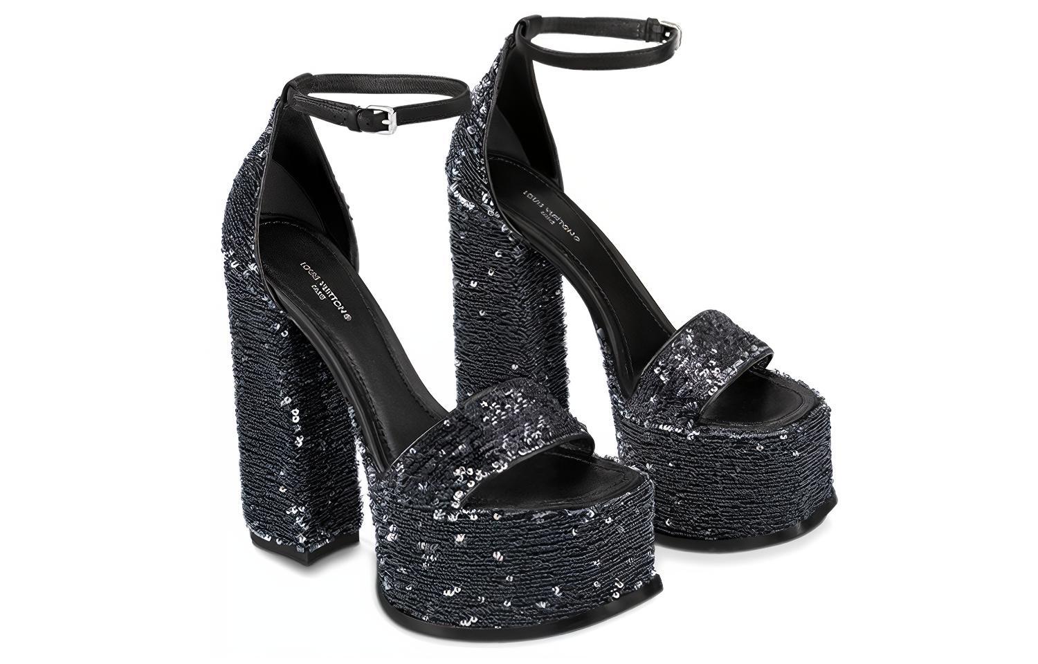 Lookbook (W) 路易威登蓝色亮片扣时尚凉鞋 1AB3A3