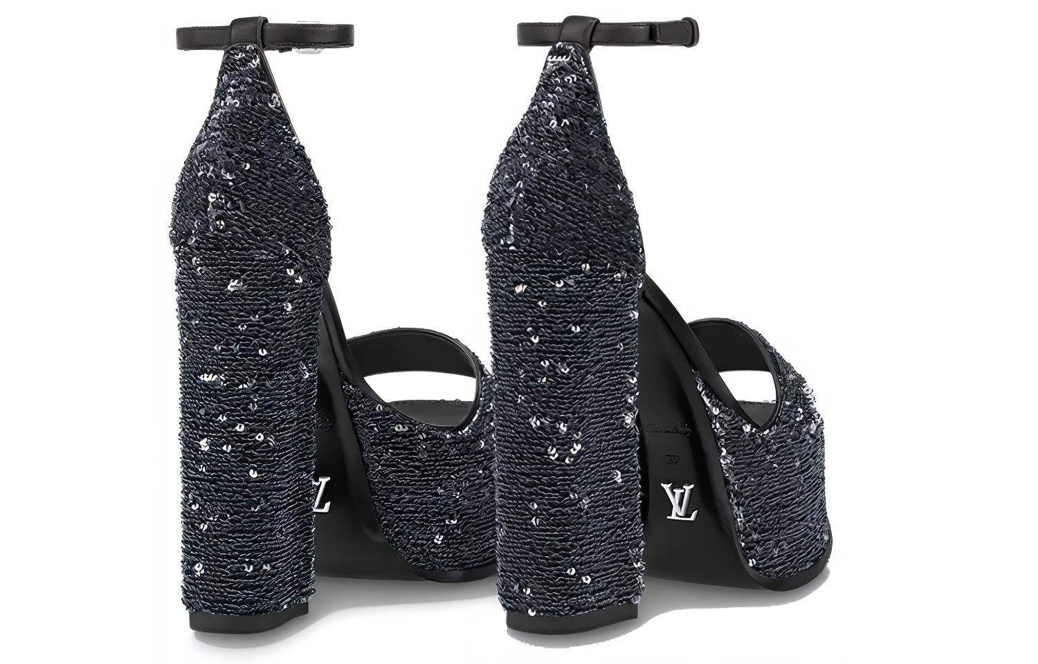 Shop (W) 路易威登蓝色亮片扣时尚凉鞋 1AB3A3