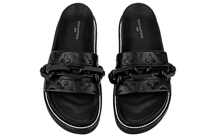 Purchase (Women) Louis Vuitton Flat Comfort Sandal 'Black' 1A9R9O