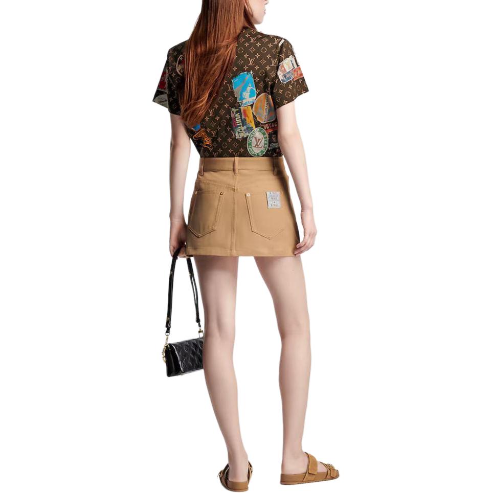 (Women) Louis Vuitton Flight Mode Logo Print Chain Accent Brown Oversized  T-Shirt. 1AFMYH 圖 5