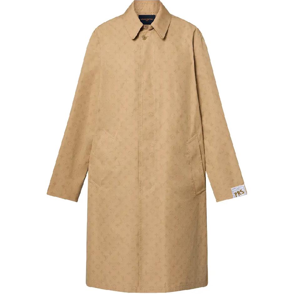 (Women) Louis Vuitton Flight Mode SS24 Beige Logo Print Single-Breasted Trench Coat Women. 1AFLRB