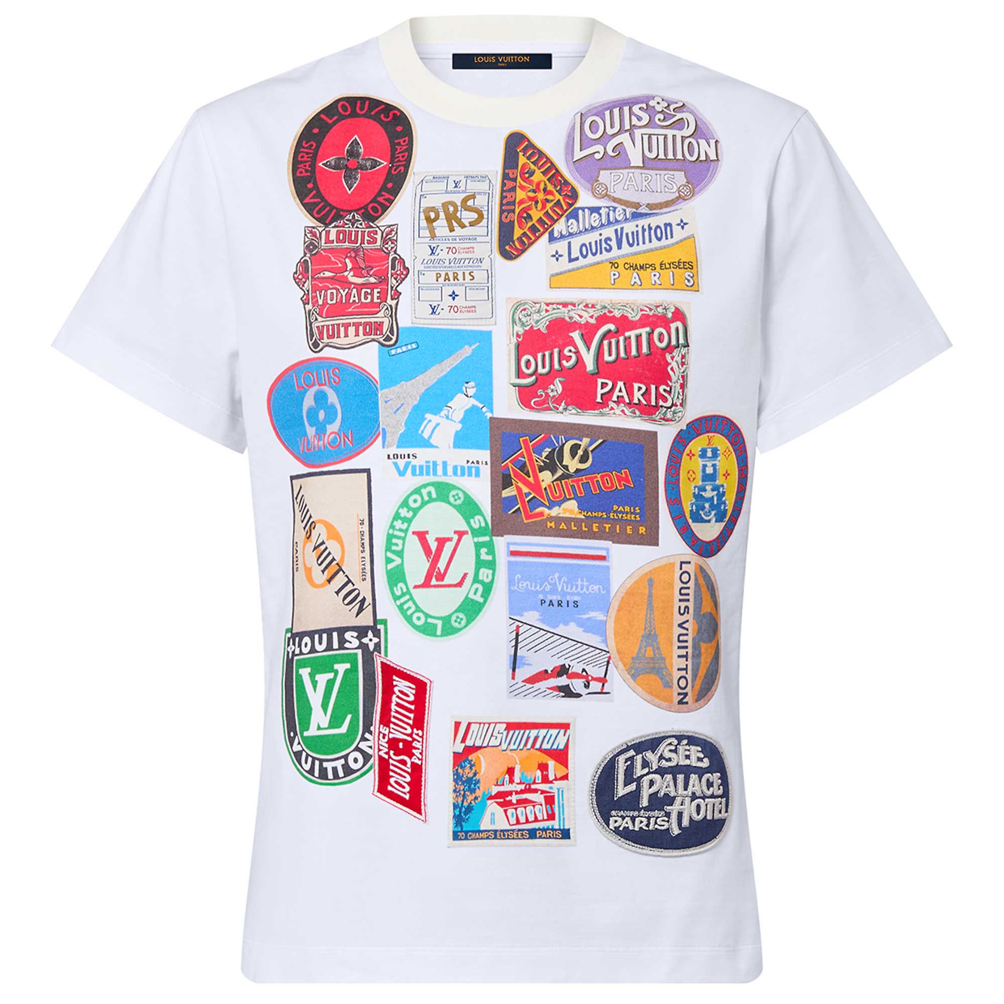 (Women) LOUIS VUITTON Flight Mode SS24 Logo Patch Crewneck White Tee Womens. 1AFMNQ