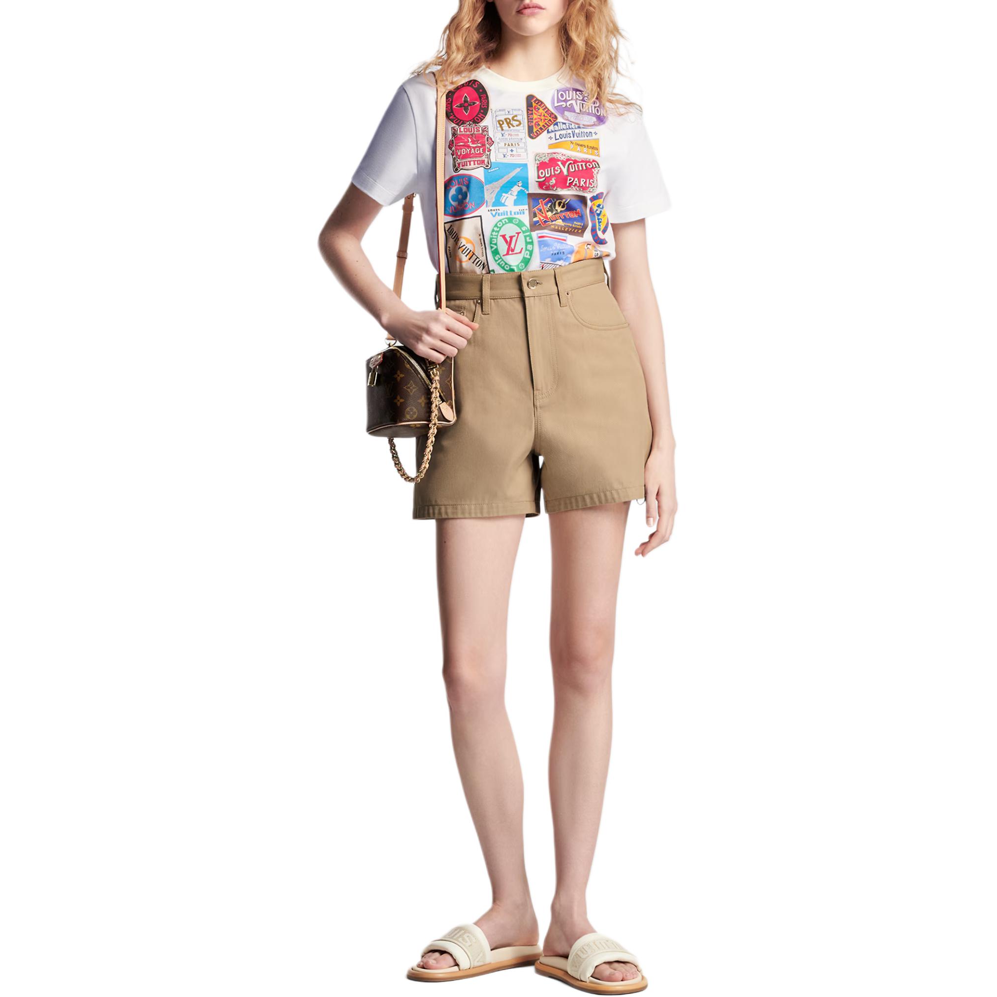 Lookbook (W) 路易威登 Flight Mode SS24 標誌貼布白色圓領女款短袖T恤 1AFMNQ