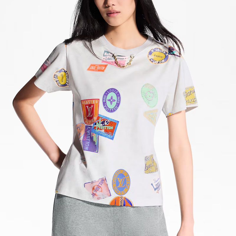 (Women) LOUIS VUITTON Floral Applique Print White T-Shirt SS25  Regular Fit 22141628 圖 3
