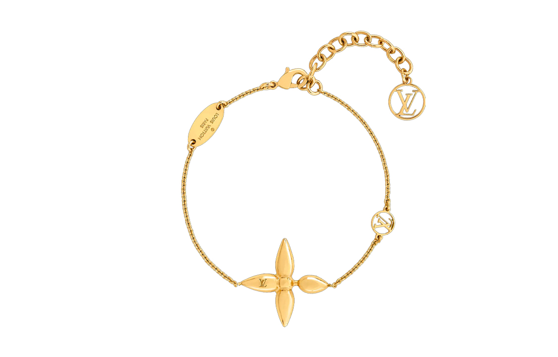 (Women) LOUIS VUITTON Floral Charm Metal Bracelet Gold for Women M00372