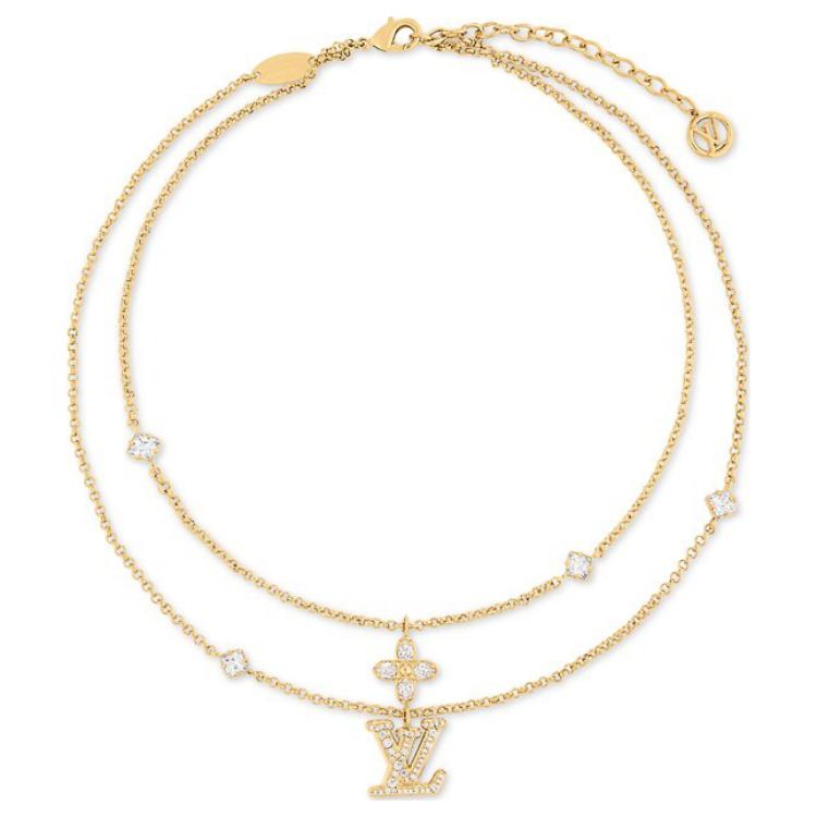(Women) Louis Vuitton Floral Design Gold Necklace with Crystals for Women. M01845 圖 2