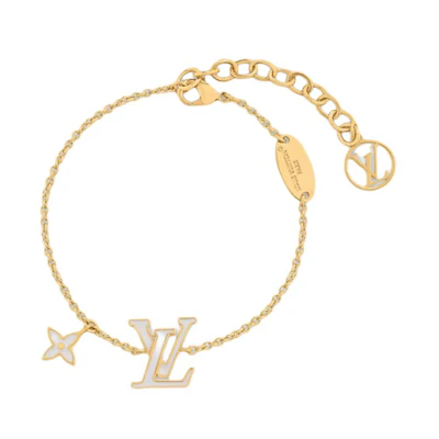 (Women) Louis Vuitton Floral Enamel Metal Bracelet Women’s Gold M1137A