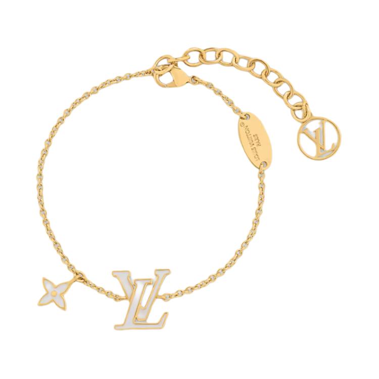 Order (W) Louis Vuitton Gelang Emas Wanita dengan Motif Bunga Enamel Metalik M1137A