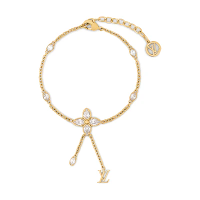 (Women) LOUIS VUITTON Floral Inlay Dazzling Metal Bracelet Women Gold M1625A