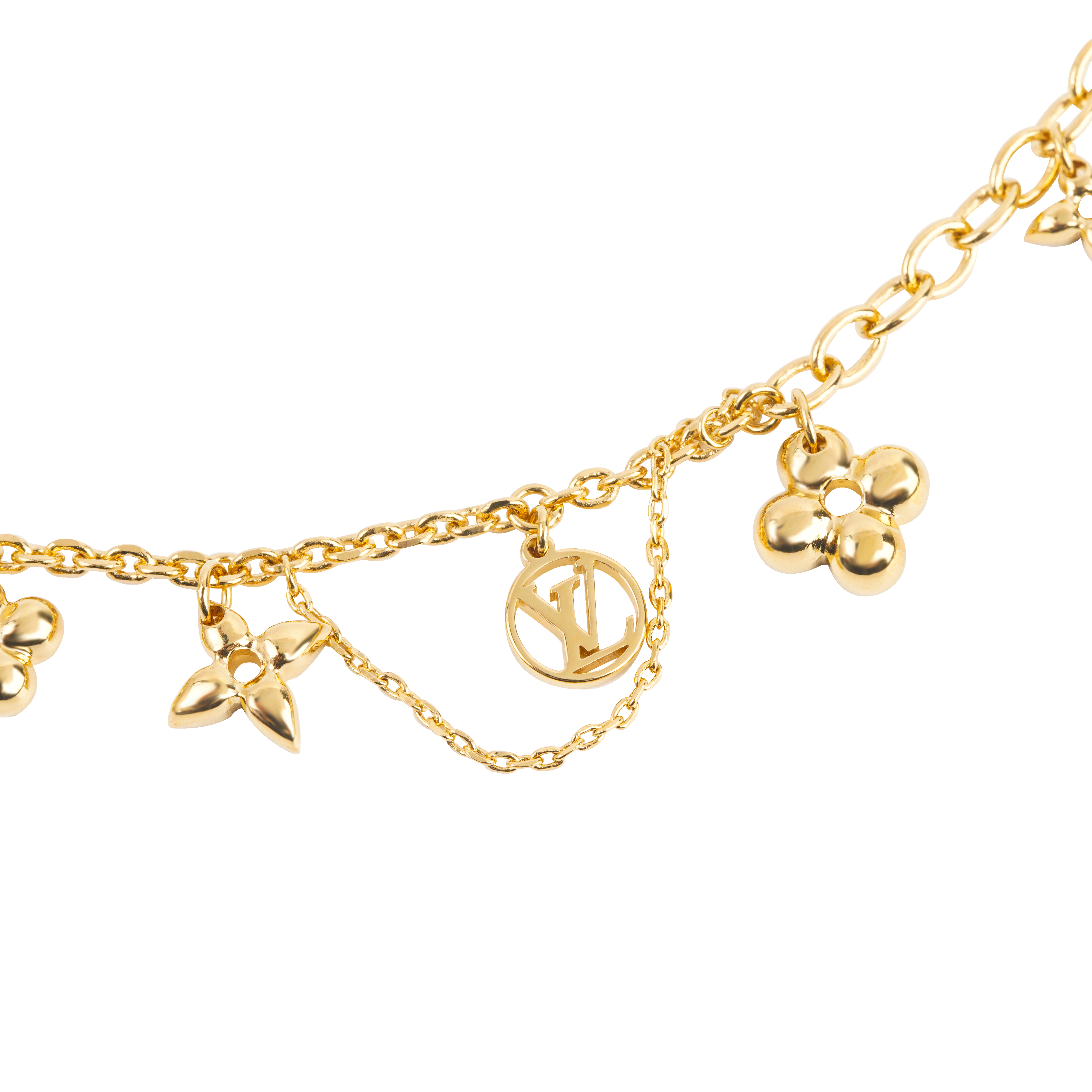 (Women) LOUIS VUITTON Floral Logo Gold Metal Bracelet M64858 圖 4