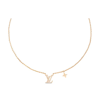 (Women) LOUIS VUITTON Floral Logo Pendant Necklace for Women in Rose Gold. M00985