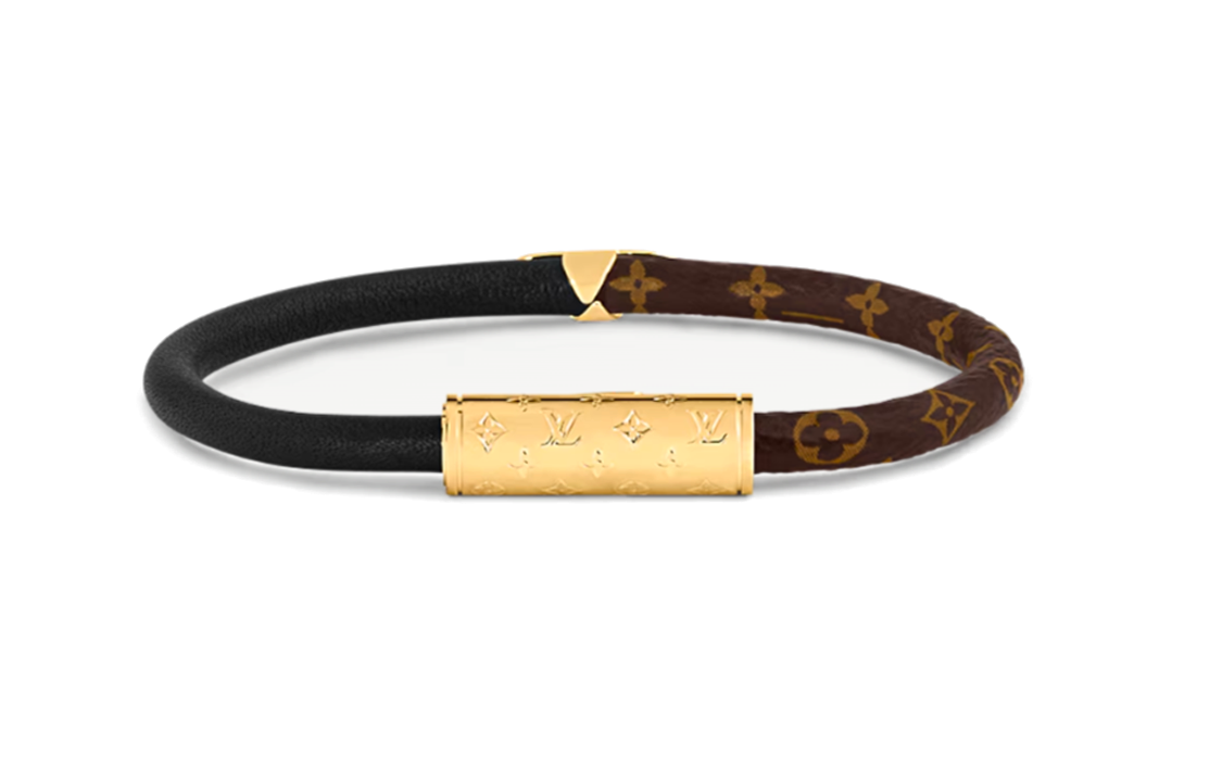 Lookbook (W) LOUIS VUITTON Pulsera Negra de Piel y Lona con Flores Metálicas Mujer M8276F