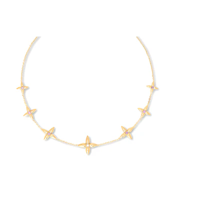 (Women) Louis Vuitton Floral Metal Necklace Gold Accessory M01592