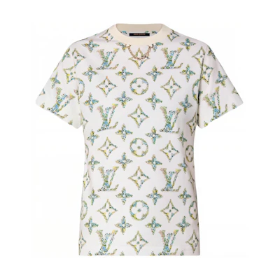 (Women) LOUIS VUITTON Floral Monogram Crewneck T-Shirt SS24 White Tee. 1AFGRS