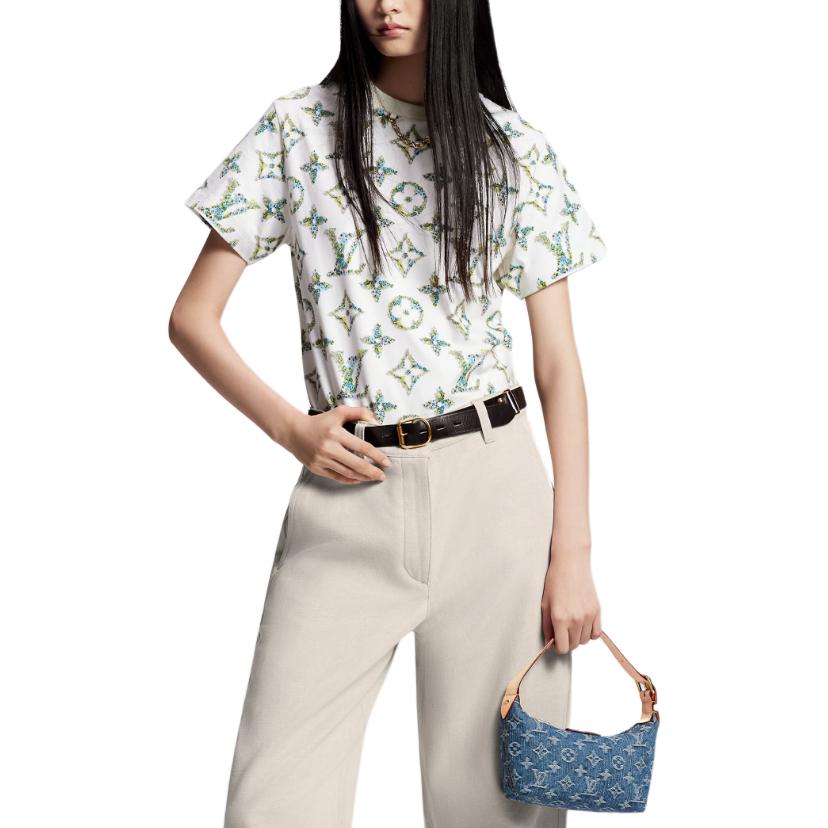 Lookbook (W) Kaos LOUIS VUITTON Monogram Bunga Crewneck SS24 Putih. 1AFGRS