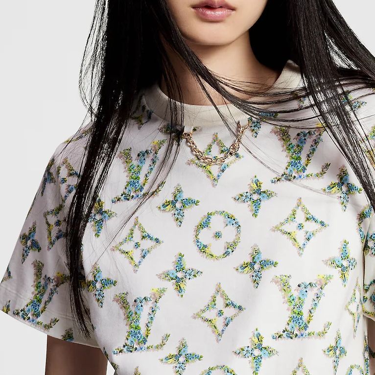 Purchase (W) Kaos LOUIS VUITTON Monogram Bunga Crewneck SS24 Putih. 1AFGRS