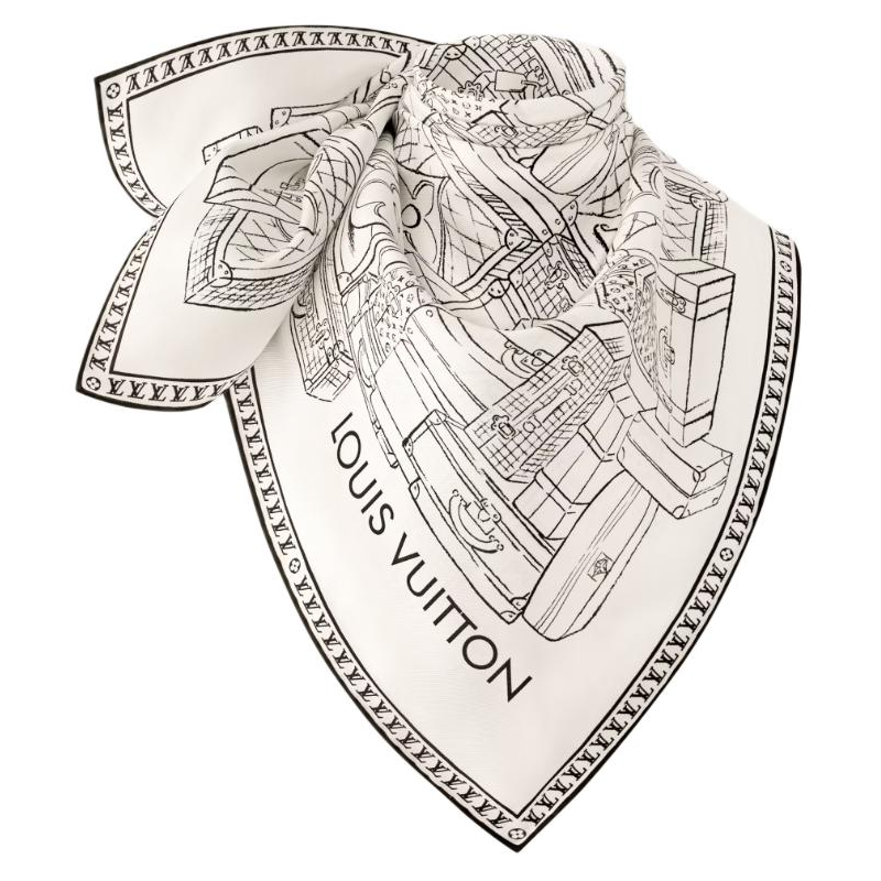 (Women) Louis Vuitton Floral Monogram Print Silk Scarf  Black White M96516 圖 3