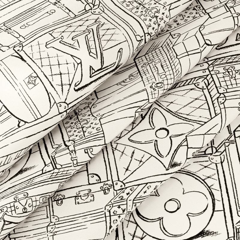 (Women) Louis Vuitton Floral Monogram Print Silk Scarf  Black White M96516 圖 4