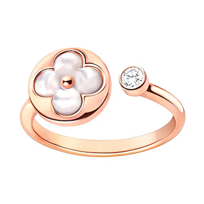 (Women) Louis Vuitton Floral Mother of Pearl Diamond Ring for Women in Rose Gold. Q9L68A
