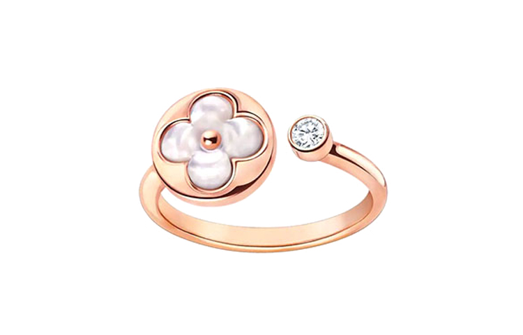 Order (W) Cincin Louis Vuitton Floral Mutiara & Berlian Wanita Emas Rose Gold. Q9L68A