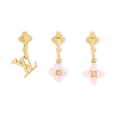 (Women) LOUIS VUITTON Floral Pattern Rose Gold Metal Earrings. M02987
