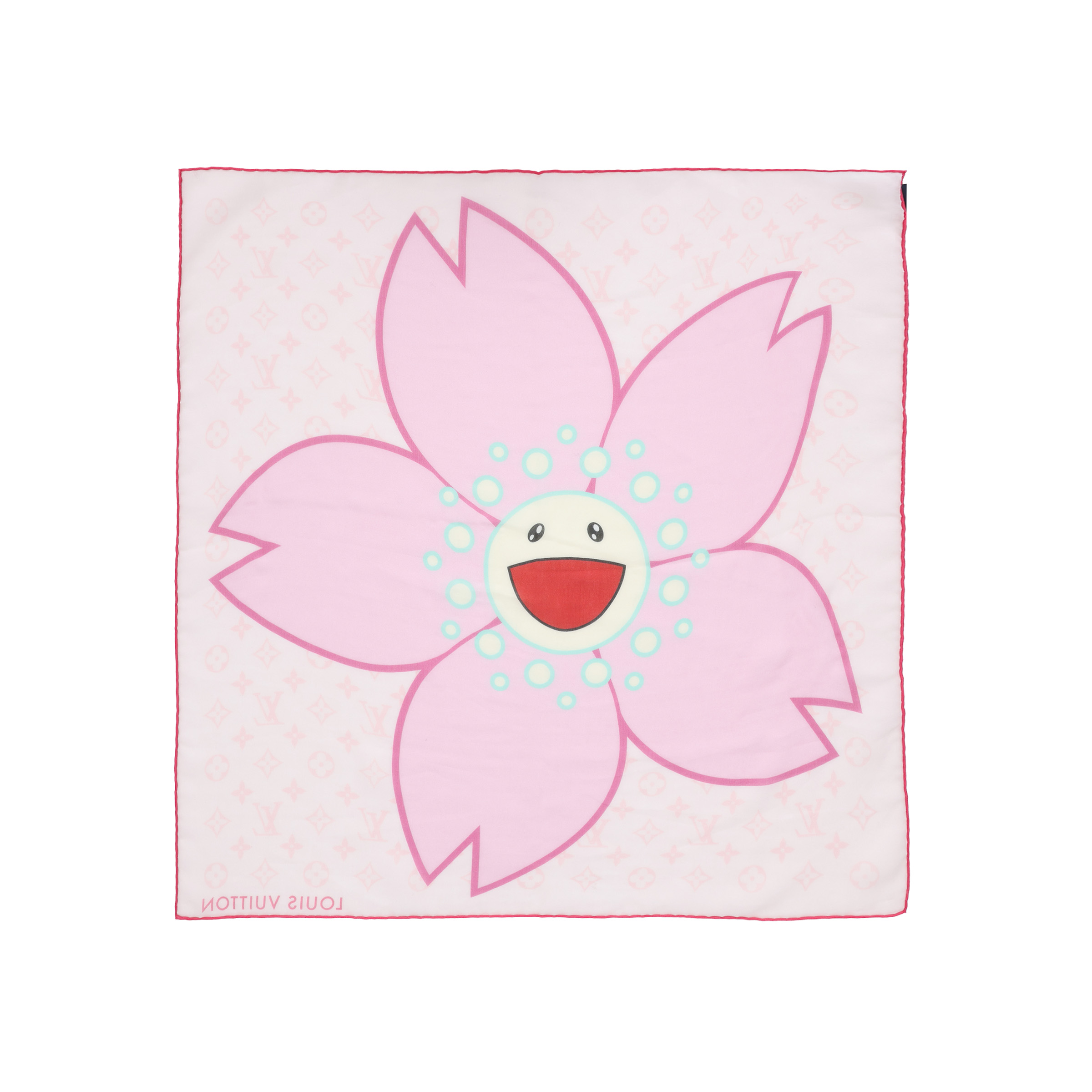 (Women) Louis Vuitton Floral Pattern Silk Cotton Scarf Pink  Accessory. M96088