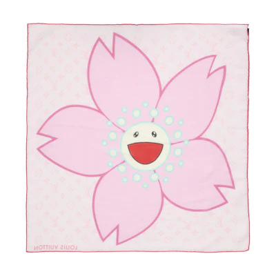 (Women) Louis Vuitton Floral Pattern Silk Cotton Scarf Pink Accessory. M96088
