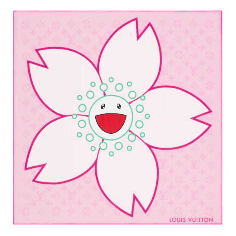 (Women) Louis Vuitton Floral Pattern Silk Cotton Scarf Pink  Accessory. M96088 圖 2