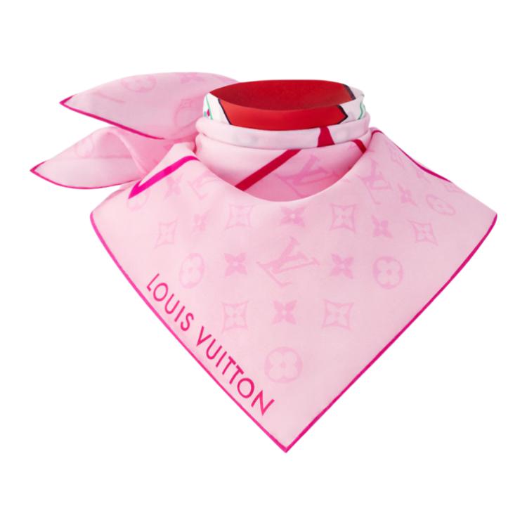 (Women) Louis Vuitton Floral Pattern Silk Cotton Scarf Pink  Accessory. M96088 圖 3