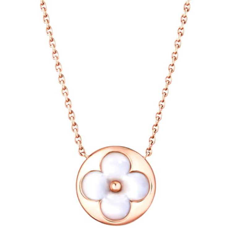 (Women) Louis Vuitton Floral Pendant Necklace 18K Gold  Pink Gold Q93520