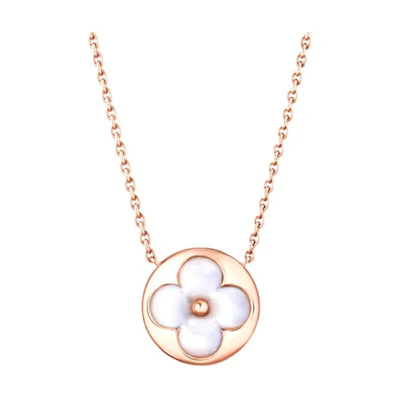 (Women) Louis Vuitton Floral Pendant Necklace 18K Gold Pink Gold Q93520