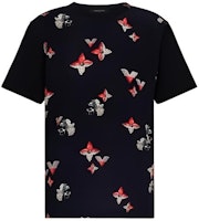 (Women) Louis Vuitton Floral Print Crewneck Slim Fit Casual T-Shirt Women Black 1A88S5 (Women) Louis Vuitton Floral Print Crewneck Slim Fit Casual T-Shirt Women Black 1A88S5