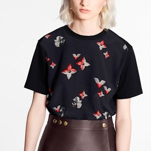 (W) Louis Vuitton Kaos Slim Fit Motif Bunga Wanita Hitam Casual 1A88S5 Shop (W) Louis Vuitton Kaos Slim Fit Motif Bunga Wanita Hitam Casual 1A88S5