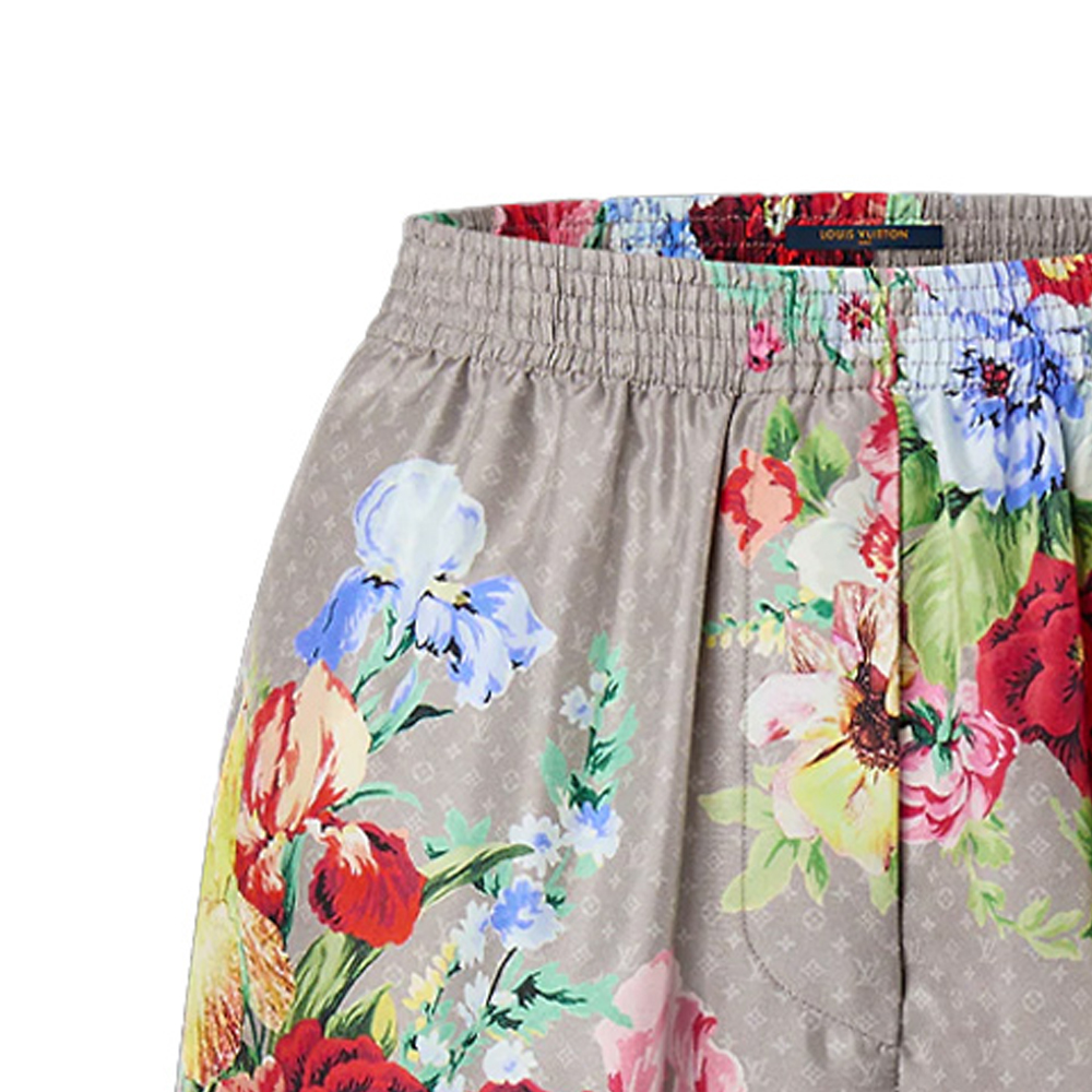 Shop (W) 루이비통 플로럴 프린트 파자마 스타일 여성 엘라스틱 웨이스트 쇼츠. 1AALV0