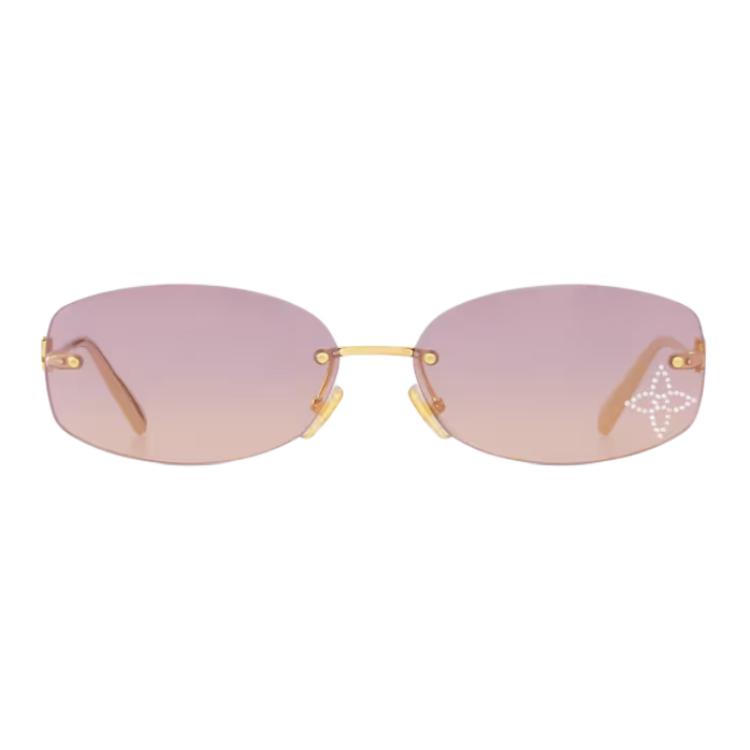 (Women) LOUIS VUITTON Frameless Logo Oval Metal Sunglasses Gold for Women. Z2803U