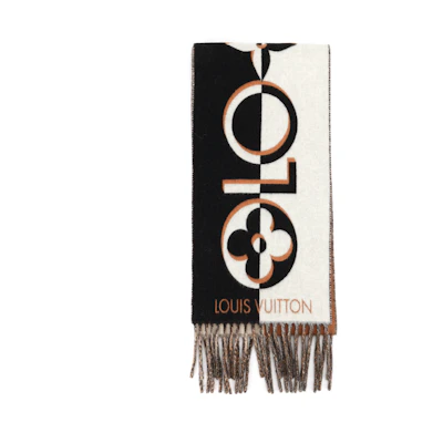 (Women) LOUIS VUITTON Fringe Knit Scarf Black/White. M90806
