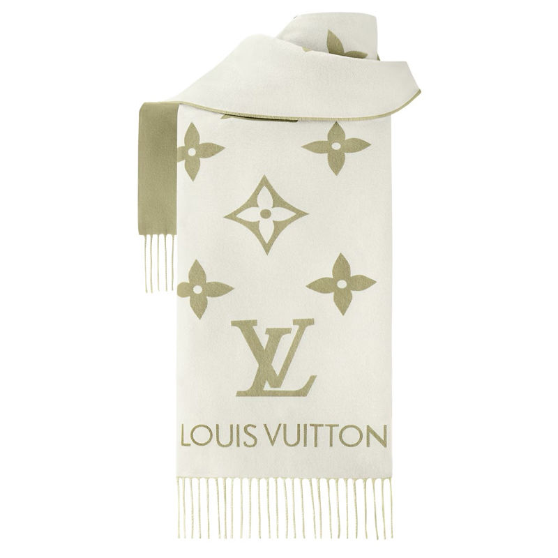 Lookbook (W) 路易威登流蘇針織圍巾 米色/淺綠 配件 M90897