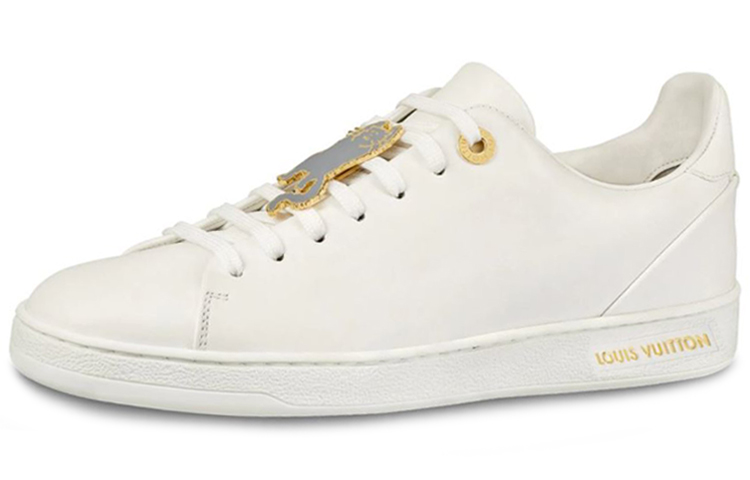 (Women) Louis Vuitton Frontrow Cowhide Cat Illustration Sneakers White 1A52EM