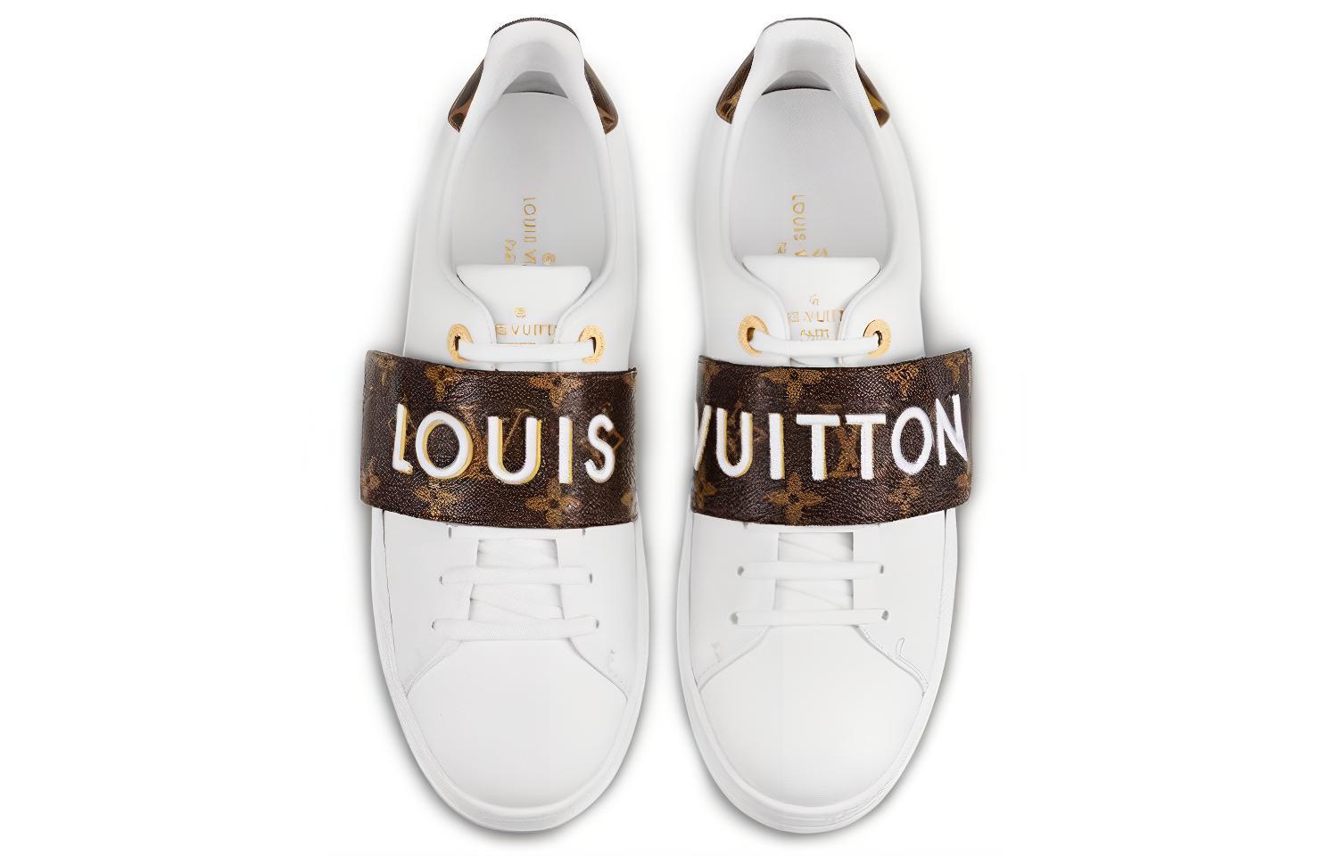 (W) LV Frontrow Calfskin Rubber Sneakers White/Brown 圖 4
