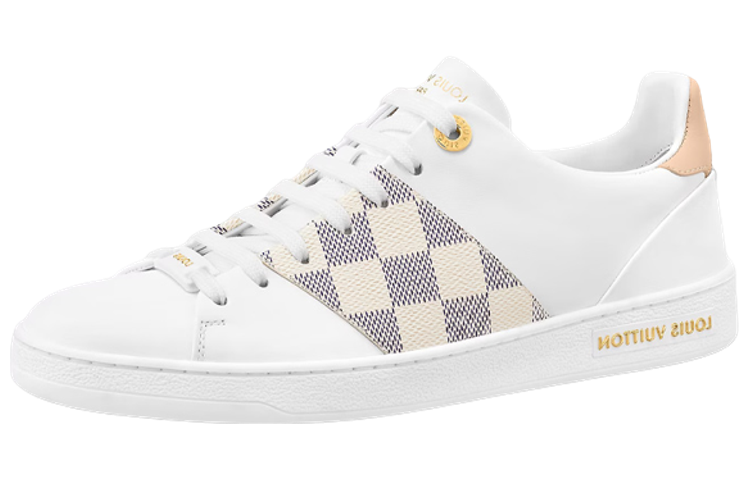(Women) Louis Vuitton Frontrow Sneakers 'White with Beige Grey Plaid' 1AAWEV