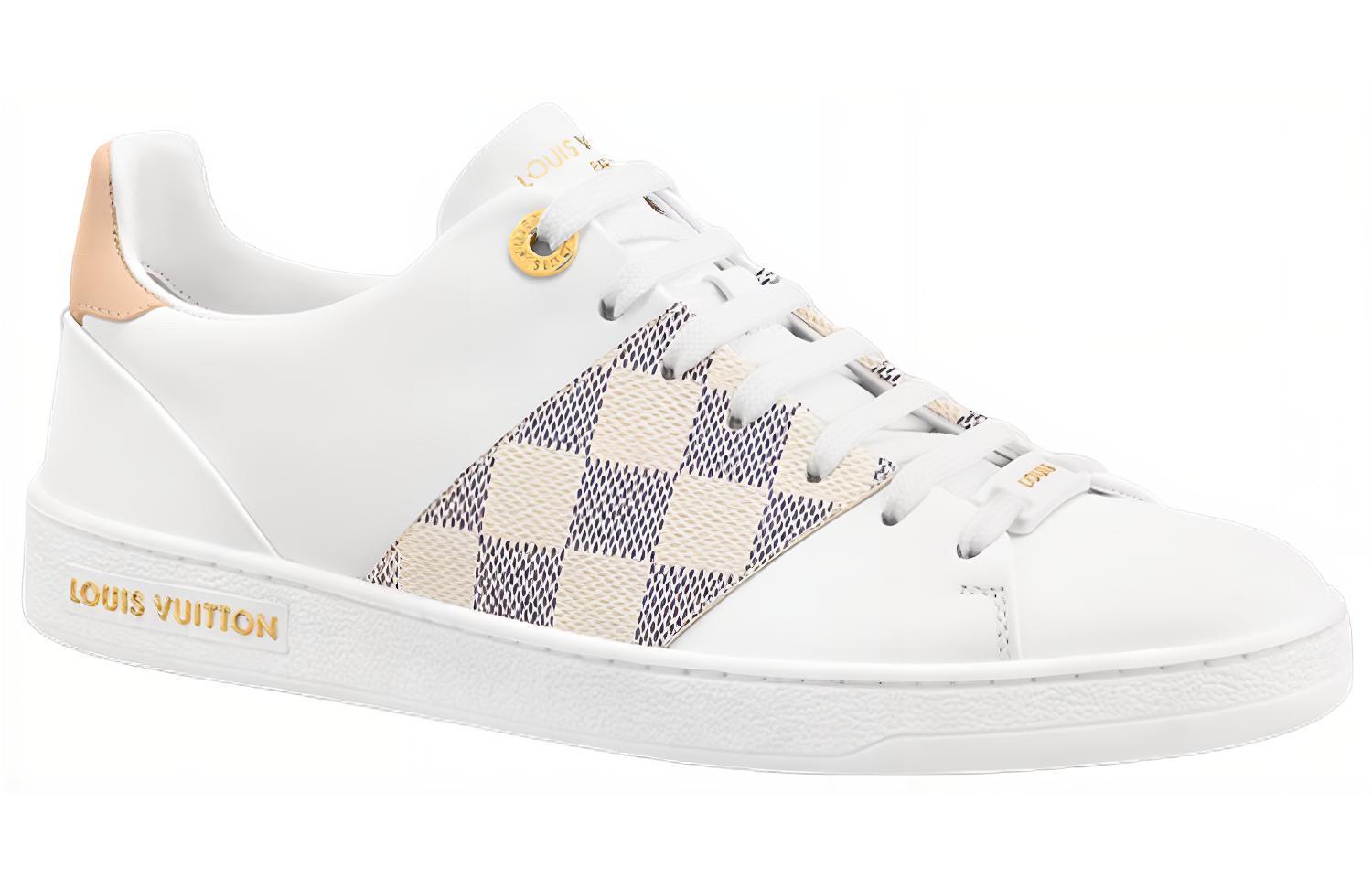 Order (W) Louis Vuitton Frontrow Sneakers 'Putih dengan Motif Kotak-Kotak Abu-Abu Beige' 1AAWEV