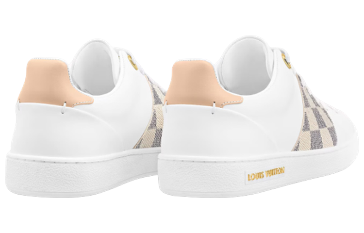 Shop (W) Louis Vuitton Frontrow Sneakers 'Putih dengan Motif Kotak-Kotak Abu-Abu Beige' 1AAWEV